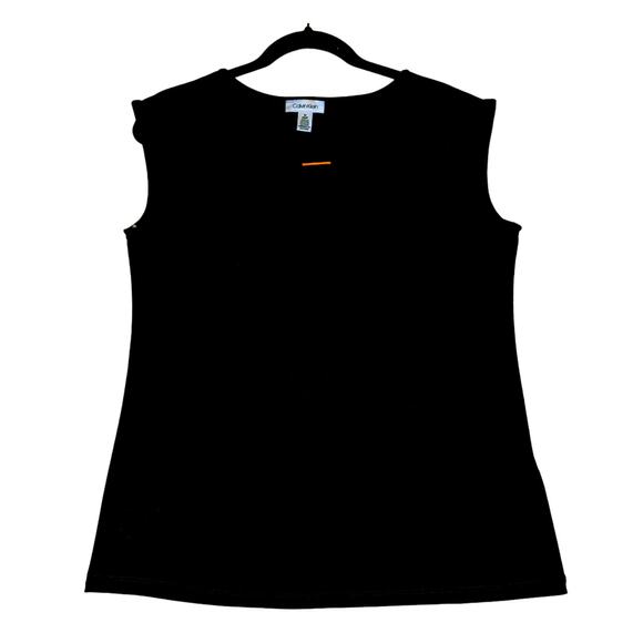 Calvin Klein Sz S poly/spun Bust36"gold color tab front W34" Top - Picture 1 of 6